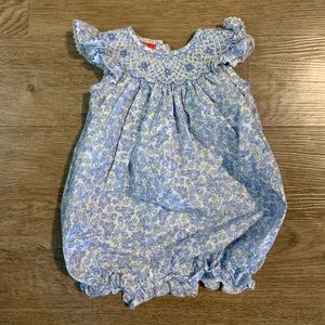 Claire and Charlie fine hand smocking blue floral 3M